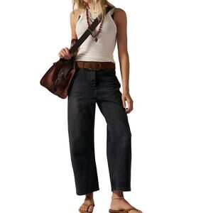 We The Free Deep Trance Dropped Boyfriend Jeans 32 Black Streetwear Wide Leg